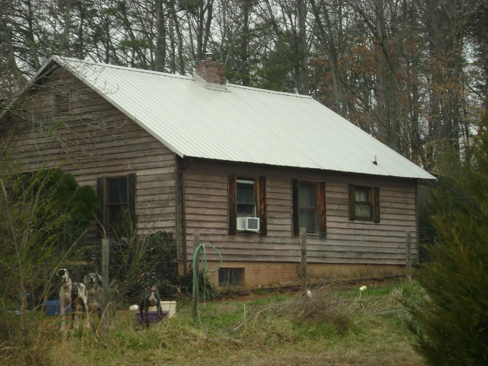 White metal roof on an old wood sided farmhouse, from a Metal Roof Installation job in Coin